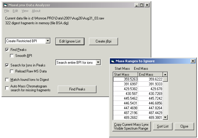 Main program window (version 1)
